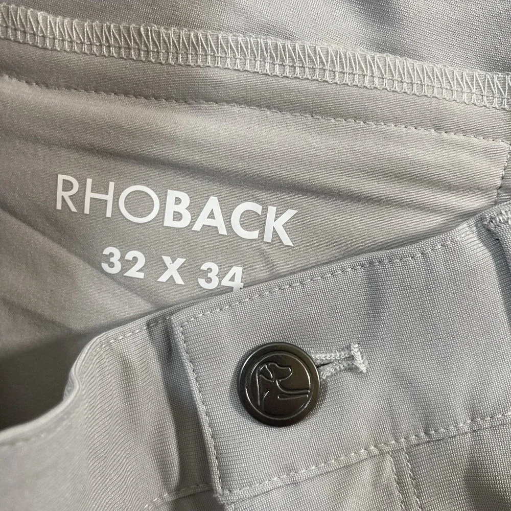 NEW Rhoback Delta Performance Pants 32x34 Gray Golf Stretch Chino NWOT